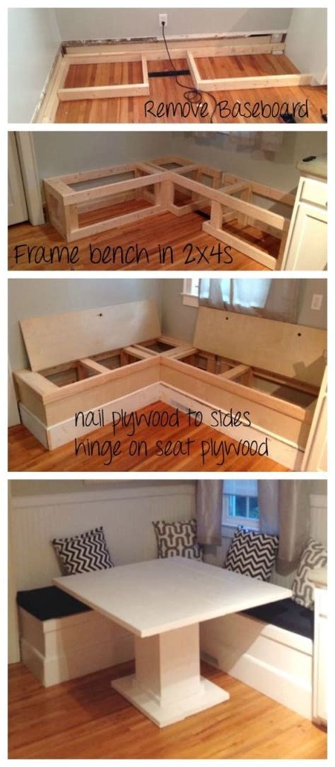 While building the custom seating for his dining space, he also constructed a square table to fit the room. 10 Pinterest Kitchen DIYs Worth A Try - Hire A Hubby | Blog