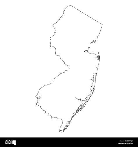 New Jersey Nj State Maps Black Outline Map Isolated On A White