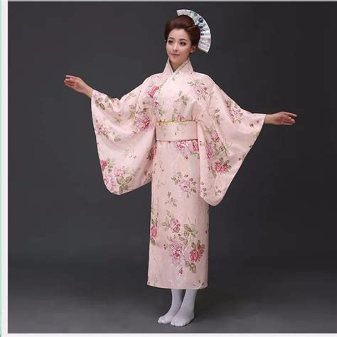 New Pink Traditional Japanese Womens Polyester Satin Kimono Yukata Mujeres Quimono Evening