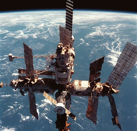 Russian Space Station Mir As Seen From Space Shuttle Discovery Space