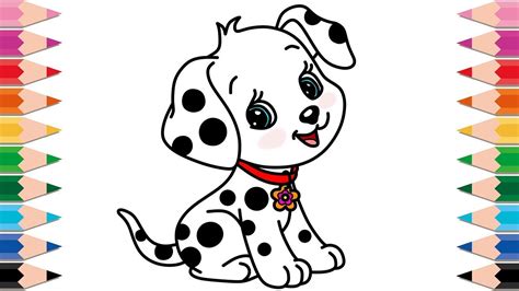 How To Draw Dalmatian Cute Dog For Baby Learn Colors Coloring Pages