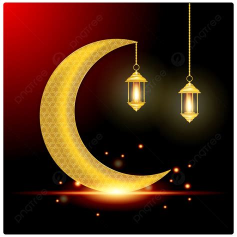 Background Bulan Sabit Ramadan 3d Dengan Efek Cahaya Bersinar Bulan