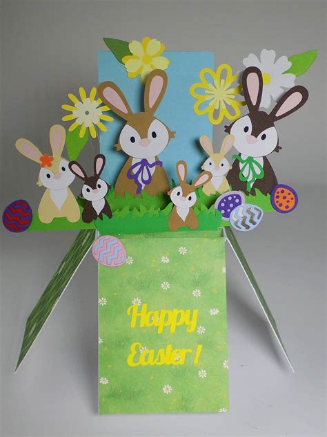 Pop Up Easter Card Cute Spring Easter Bunny Egg Hunt Handmade Unique
