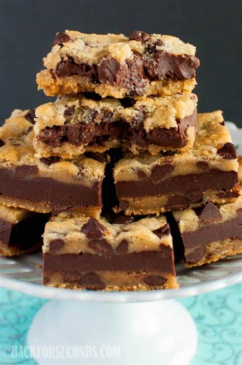 fudge stuffed chocolate chip cookie bars page      seconds