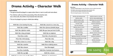 Character Walk Drama Activity Game Roi Drama Warm Up Game