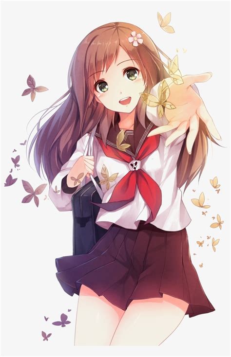 Edited At Cute Anime School Girl Free Transparent