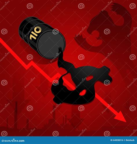 Crude Oil Price Fall Down Abstract Illustration With Red Leaked Stock