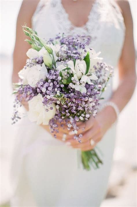 50 Purple And White Wedding Flowers Baby Breath Diy Bridal Bouquets