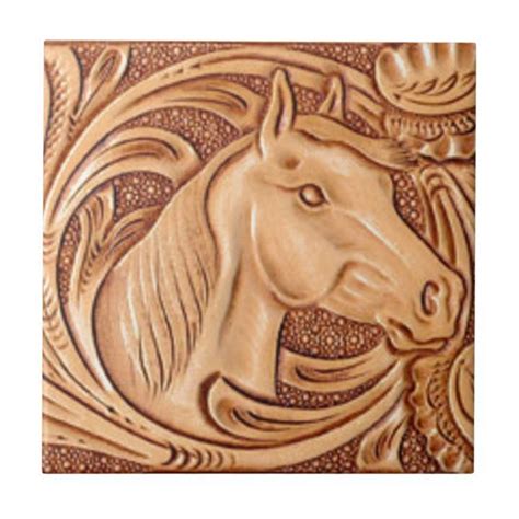 Rustic Western Country Leather Equestrian Horse Ceramic Tile Zazzle