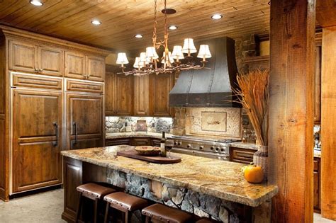 Marble And Stone Ranch House Kitchen Lodge Kitchens Rustic Kitchen
