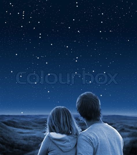 Couple Under Starry Sky Stock Photo Colourbox