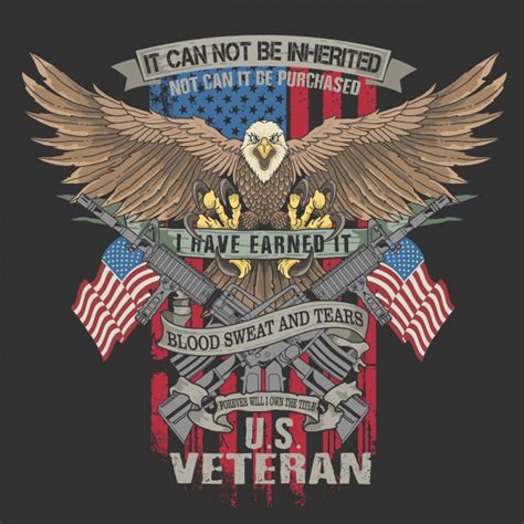 American Eagle Veteran Emblem Illustration Vector Vectors Graphic Art