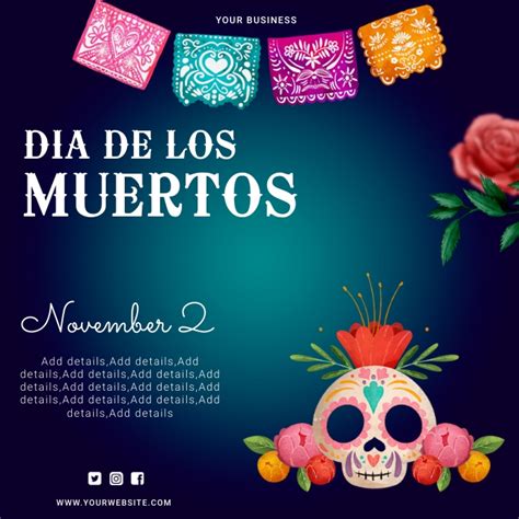 Dia De Los Muertos Invitation Instagram Post Template Postermywall