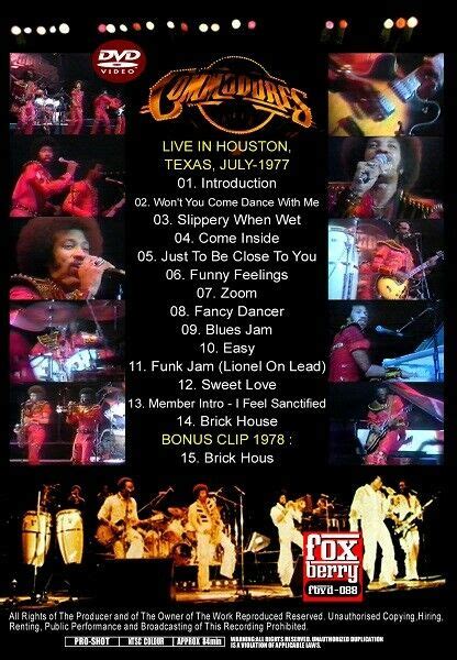 Commodores Live Zoom Tour 1977 1dvd Foxberry Fbvd 088 Sweet Love Brick