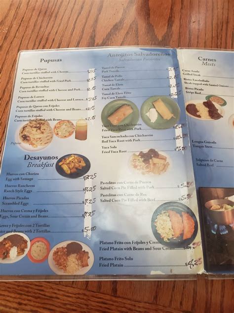Menu at El Salvador Restaurant, Provo