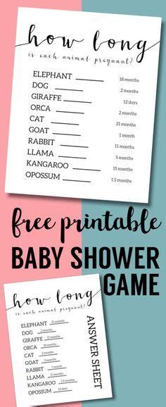 Free Baby Shower Games Printable Animal Pregnancies Baby Shower