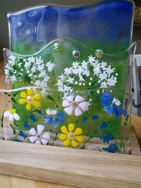 Triptych In Glass Fused Glass Garden Layers Of Floral Glass