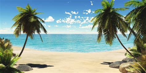 Playa Tropical Orilla De Mar Con Las Palmeras Foto De Archivo Imagen