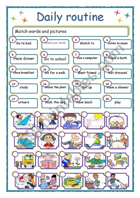 Daily Routines Worksheets