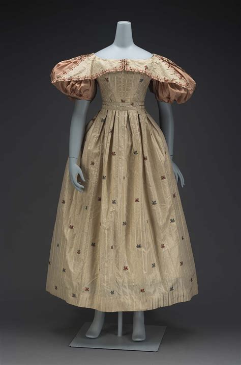 1830 A Dress Made Of 18th Century Spitalfields Brocade Wide Flaring