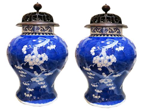 Pair Of Blue And White Chinese Porcelain Vase