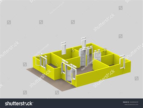 Rendering 3d Half House Top View Stock Illustration 1820830439