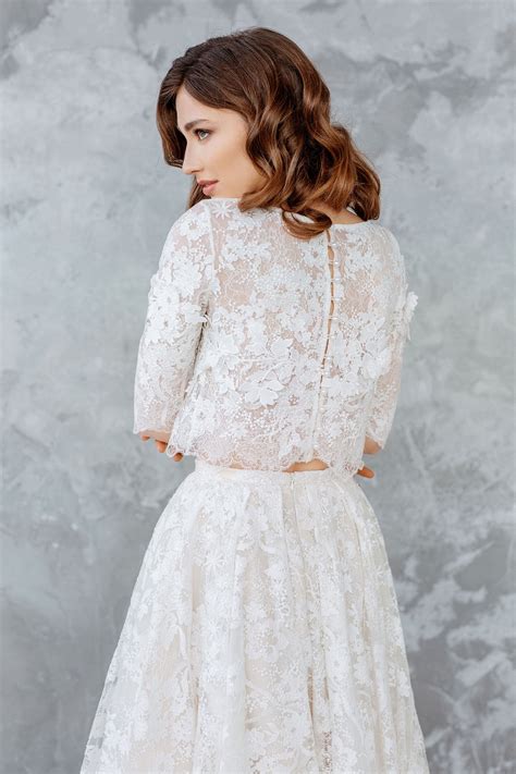 Floral Lace Wedding Top Ivory Off White Lace Top Bridal Lace Image 2