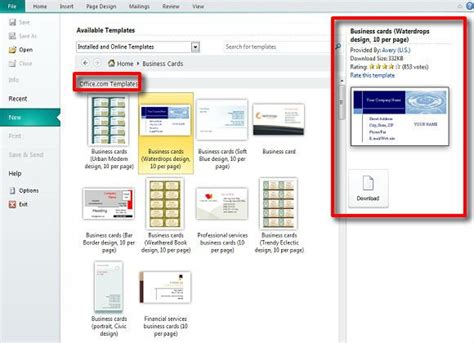 Creating Business Cards in Microsoft Publisher