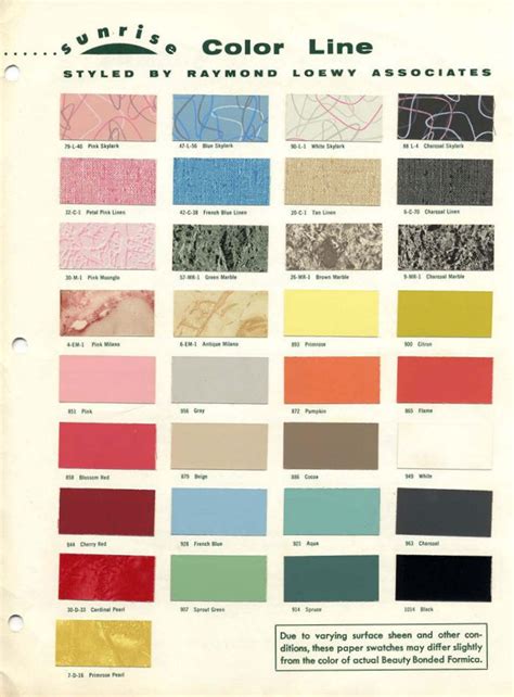 1953 Sunrise Formica Catalogue Formica Colors Vintage Colour Palette