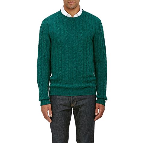 Lyst Isaia Cable Knit Cashmere Sweater In Green For Men
