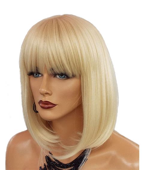 Invisilace Blonde Bob Wig With Bangs Lace Front Human Hair Wigs