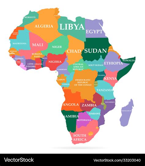Colorful Map Africa Continent Royalty Free Vector Image