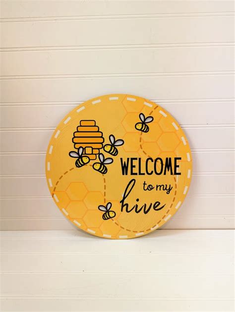Welcome To My Hive Wreath Sign Hot Mesh Mom Shop