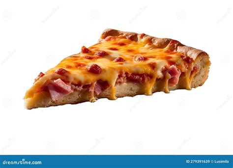 A Hot Pizza Slice With Dripping Melted Cheese Generative Ai Stock Illustration Illustration