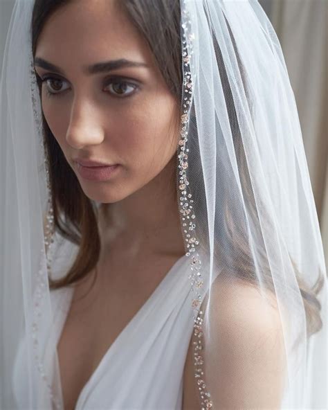 Rose Gold Beaded Wedding Veil Cathedral Inches Ivory In Beaded Wedding Veils