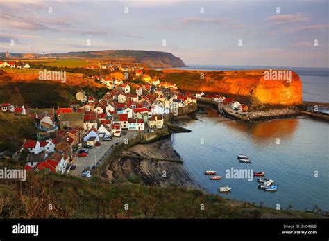 Cliff Top View Of Staithes North Yorkshire National Park England Uk