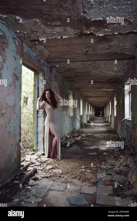 Women In Abandoned Building Stock Photo Alamy