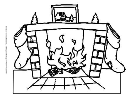 Christmas Fireplace Coloring Sheets
