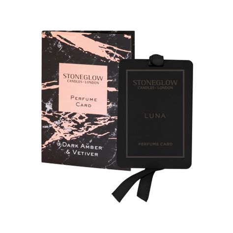 luna dark amber and vetiver perfume card stoneglow candles