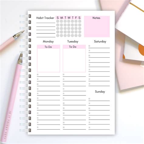 Printable Weekly Planner Printable 7 Day Planner Daily Etsy