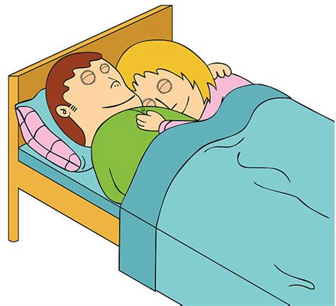 cartoon of the romantic loving couple sleep bed illustrations royalty free vector graphics