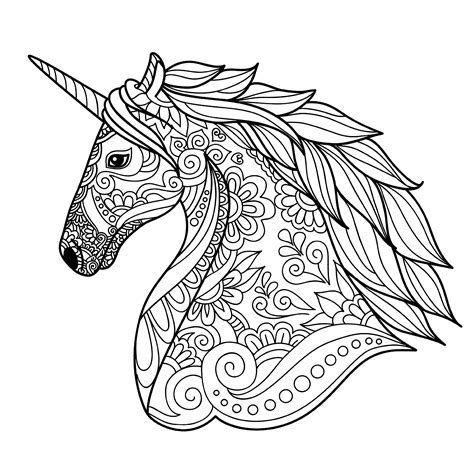 unicorn head simple unicorns adult coloring pages