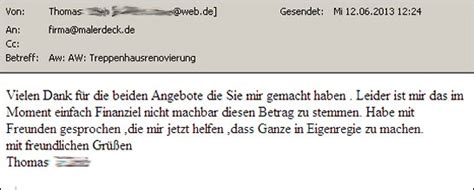 Die wichtigsten begriffe aus dem mit einem kostenvoranschlag (abkürzung kostva) legt ein unternehmer seinen kunden dar, mit. Muster Angebotsabsage