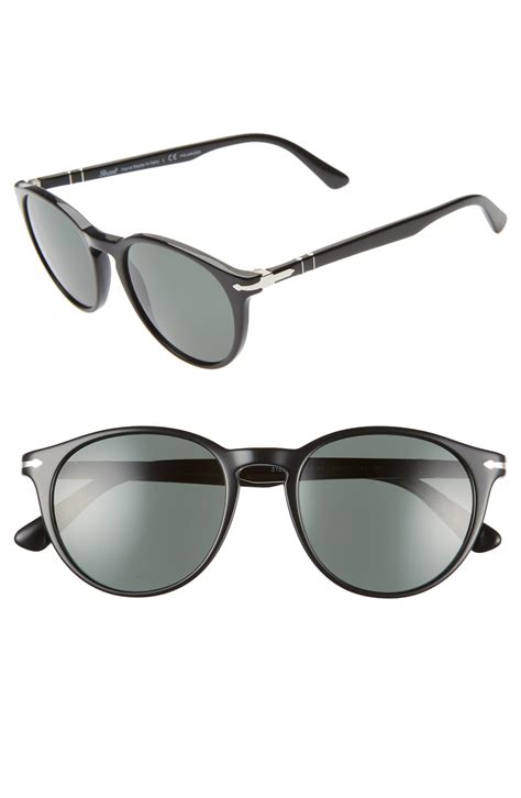Persol 52mm Polarized Round Sunglasses In Green Grey Gray Lyst