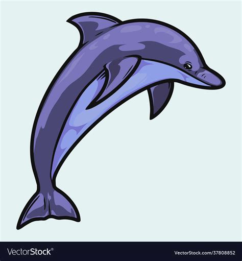 Dolphin Jump In Vintage Style Isolated Royalty Free Vector