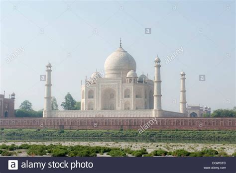 Taj Mahal Rear View On The Yamuna River Agra Uttar Pradesh India