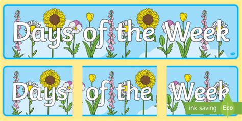 👉 Days Of The Week Flower Display Banner Teacher Made