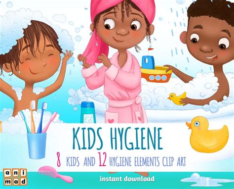 Kids Hygiene Clip Art Kids Clipart Diversity Educational Etsy Clip
