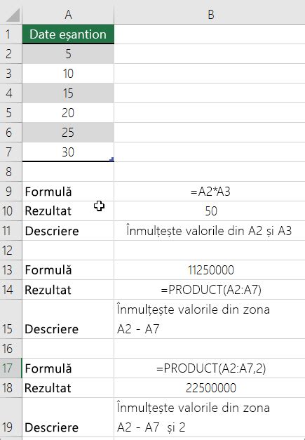 Înmulțirea și împărțirea Numerelor în Excel Asistență Office