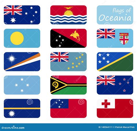 All Country Flags Of Oceania Stock Vector Illustration Of Marshall